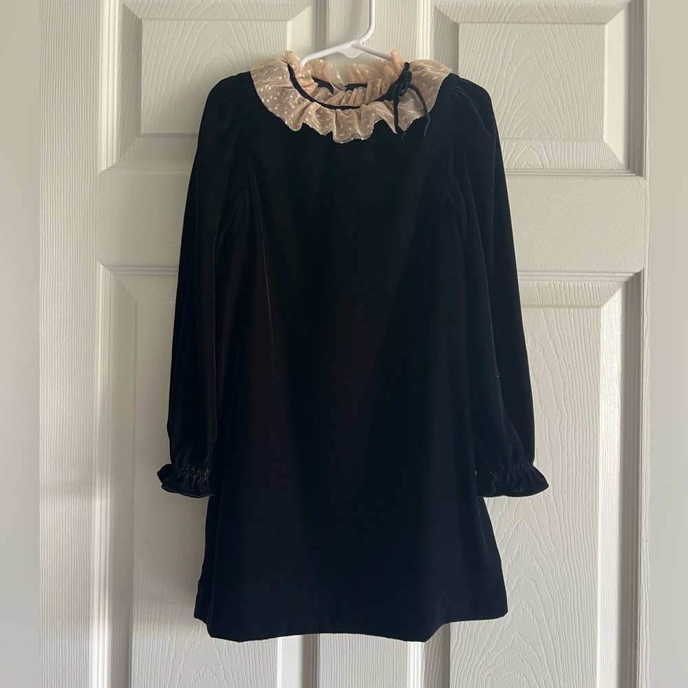 Janie and Jack Black Dress with Cream Lace Ruffle